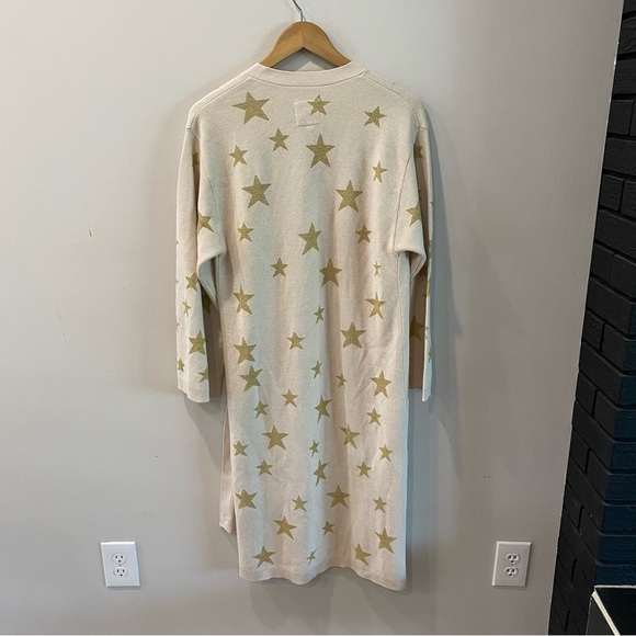 NWT Chaser metallic star knit duster Cream/gold size M/L - Picture 8 of 9